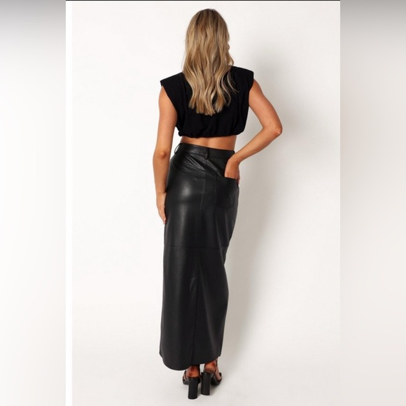 Fitted Black Faux Leather Column Pencil Maxi Skirt - size M - NEW - Picture 2 of 8